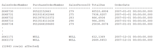 ผลลัพธ์จากการ Query โดยใช้ WHERE