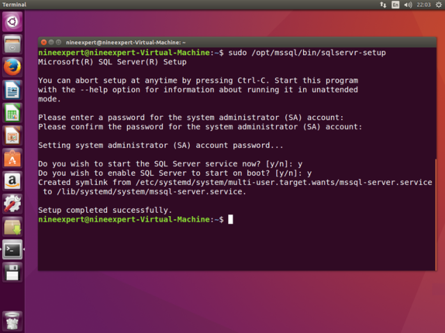 การเรียก Shell Script ชื่อ sqlservr-setup