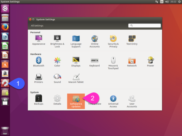 คลิกไปที่เมนู System Settings ตามด้วย คลิกไปที่ Software & Updates